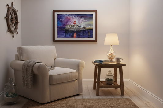 Reading nook with A Beacon in the Dark at 10x14"